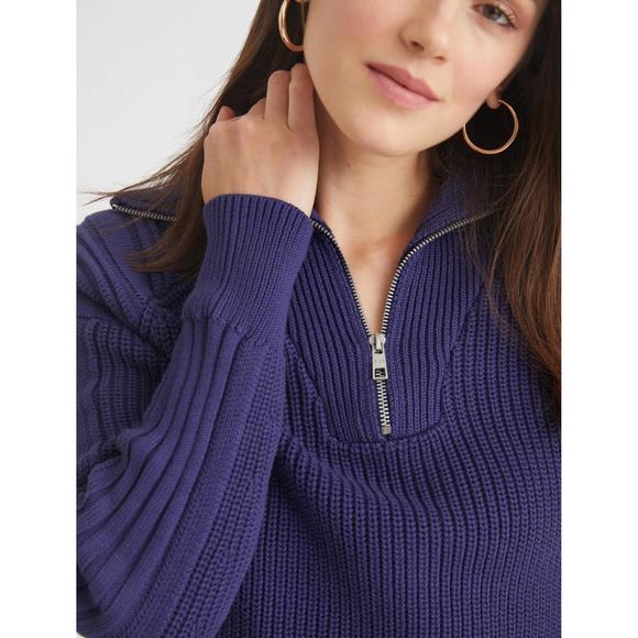 NEW 525 AMERICA nina 3/4 zip sweater in indigo - Picture 3 of 3